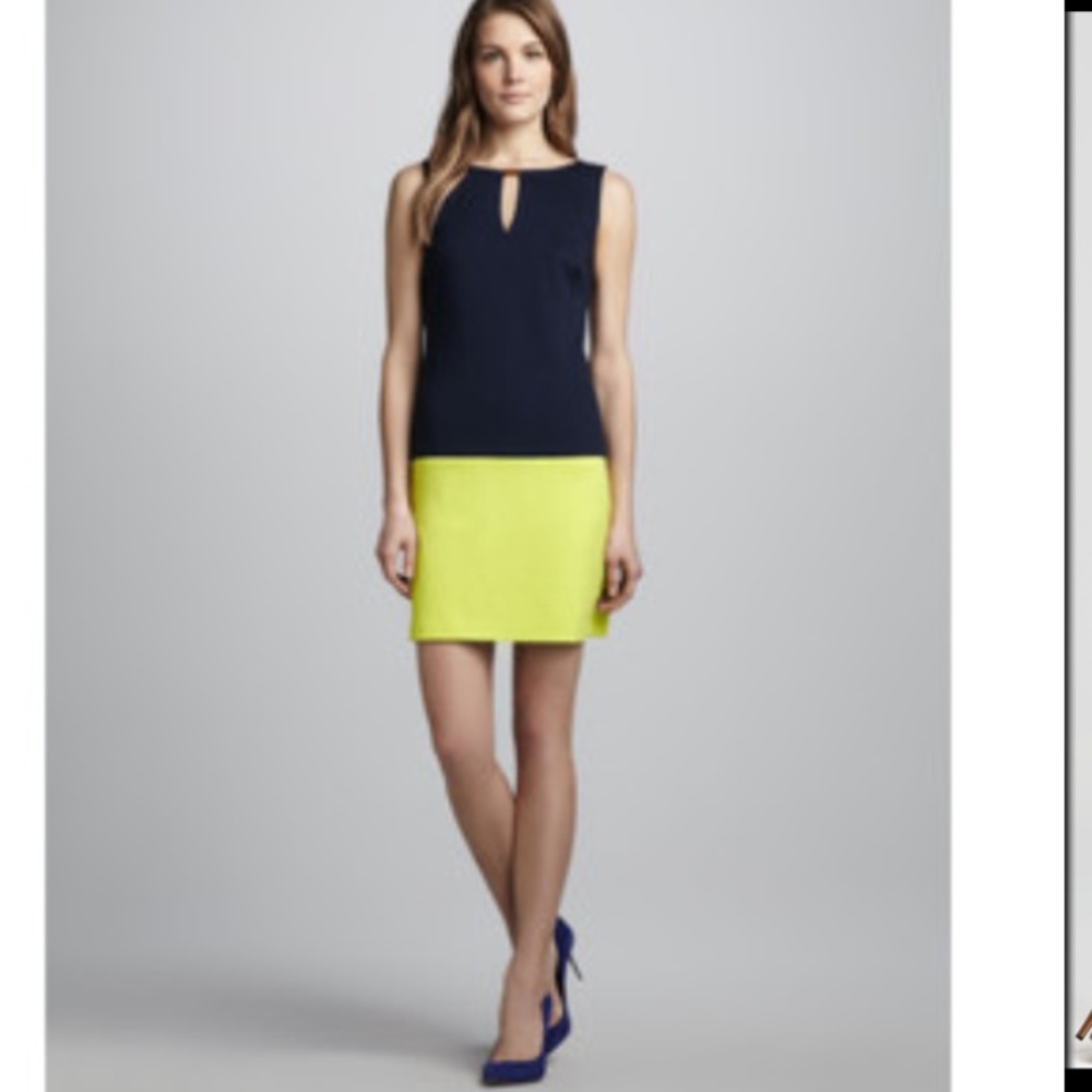Trina Turk Navy and Green Color Block shift